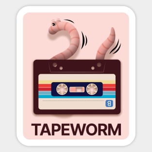 Tapeworm. A worm that eats tapes. Sticker